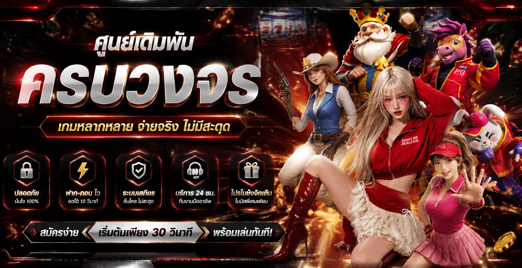 แบนเนอร์หน้าสล็อตออนไลน์ PGJOKER VIP รวมเกมสล็อตทุกค่าย